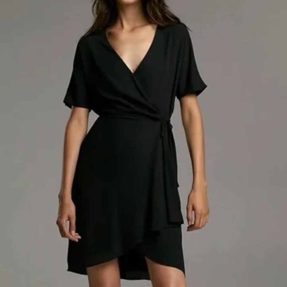 Aritzia Babaton Women's Wallace Wrap Dress Short Sleeves Black Size Small